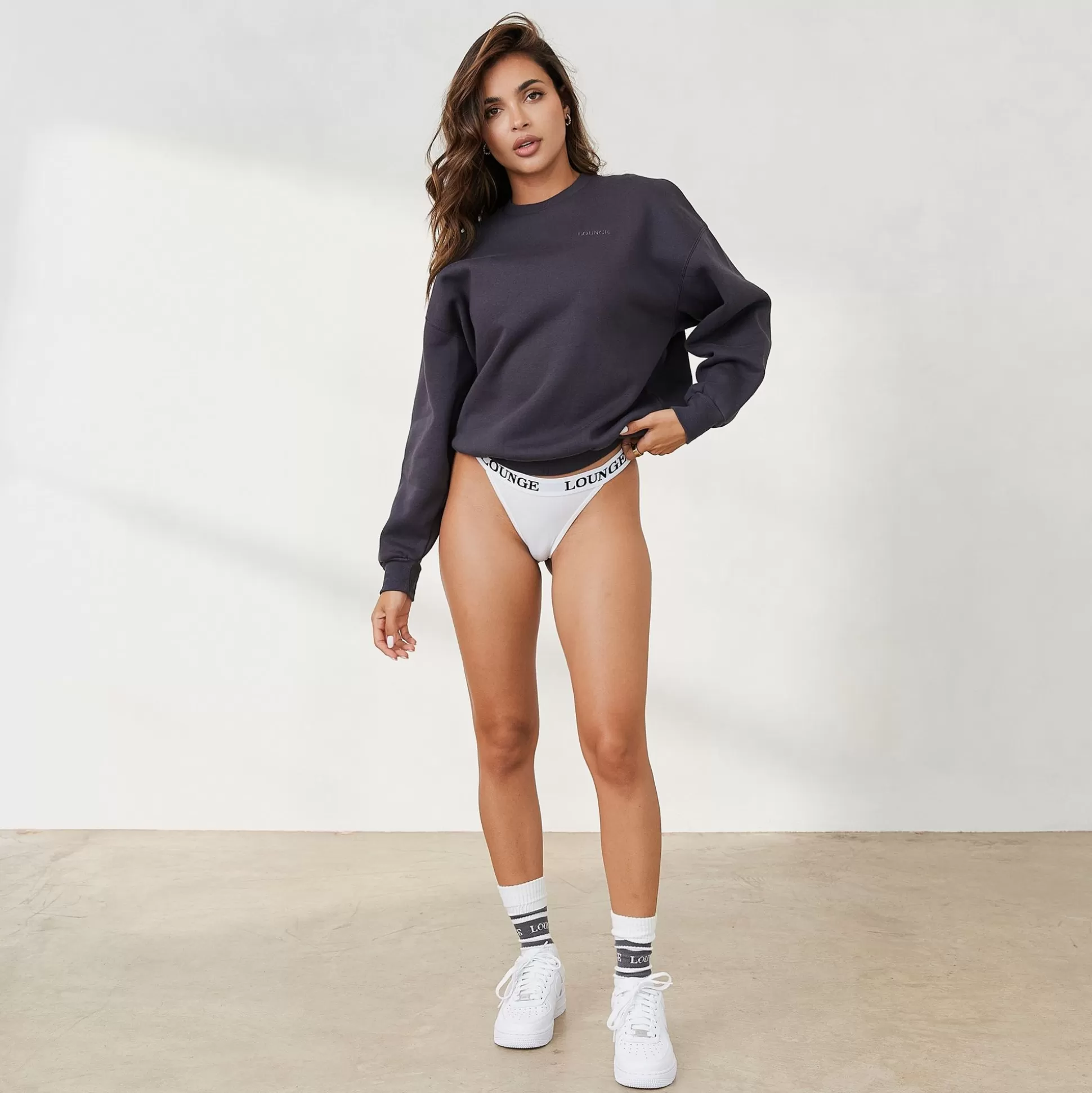 Online Lounge Underwear 365 Oversized Crew Neck Jumper Pebble