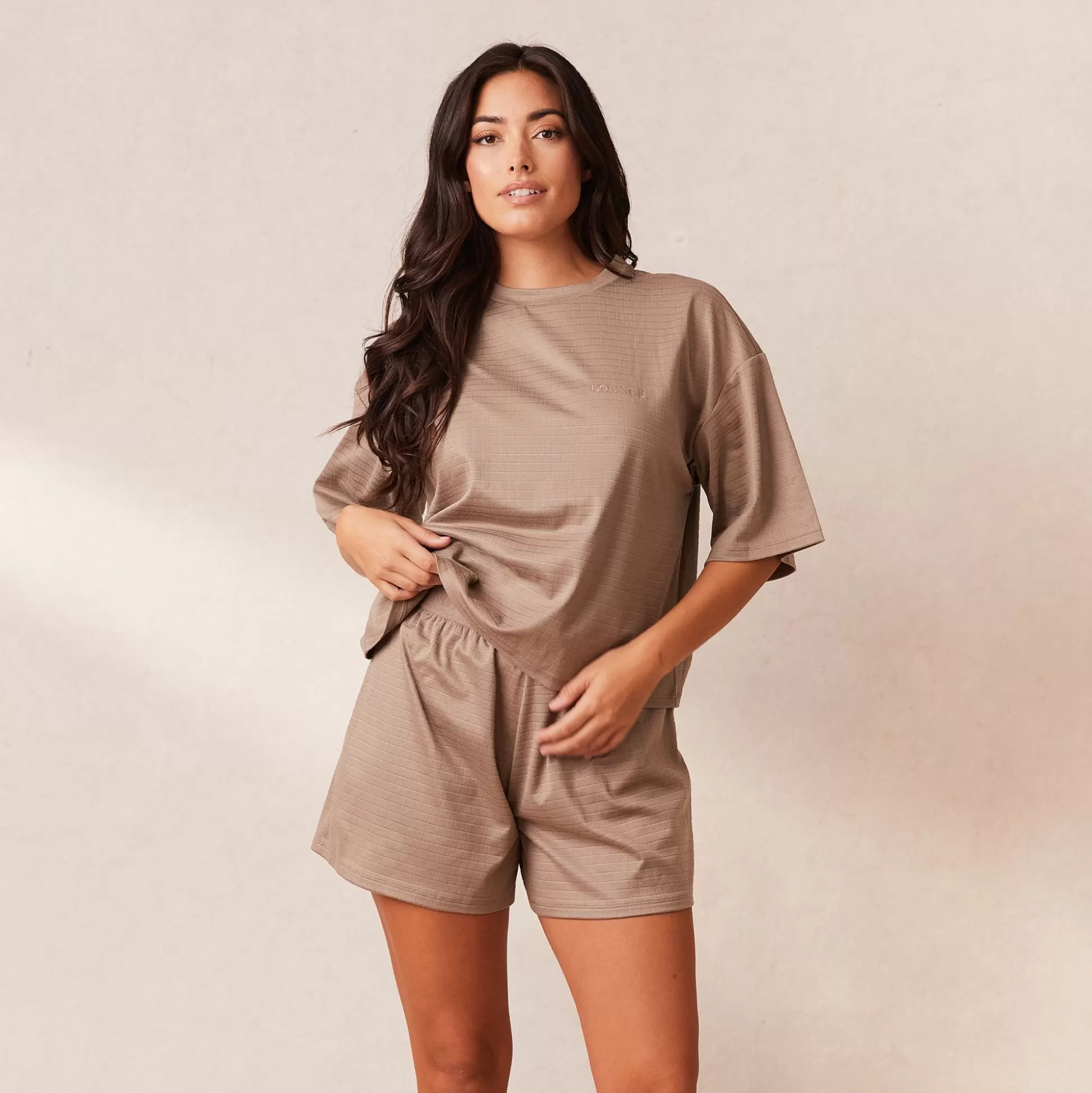 Hot Lounge Underwear Classic Fleece Oversized Pyjama Shorts Fawn