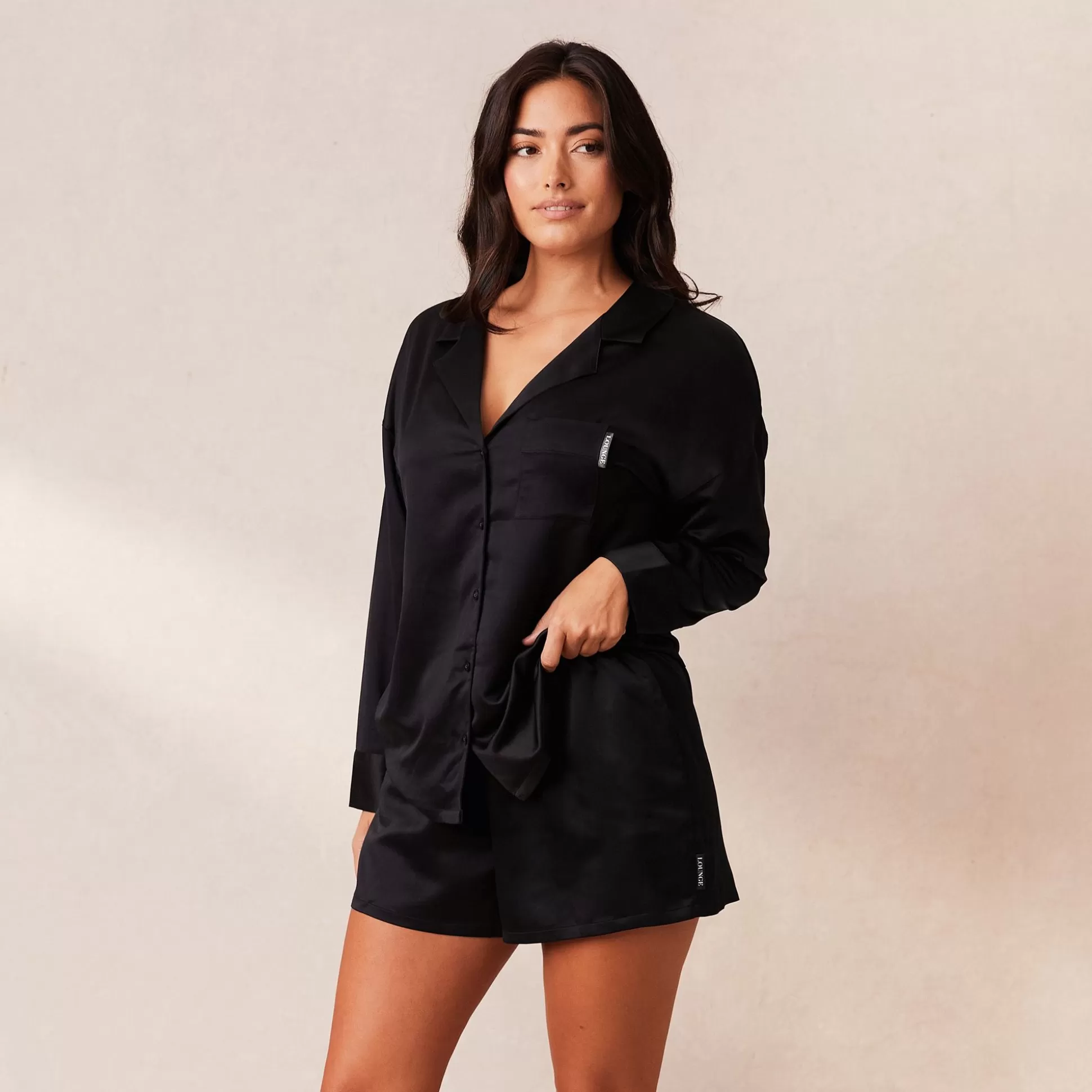 Outlet Lounge Underwear Classic Satin Pyjama Shorts Black