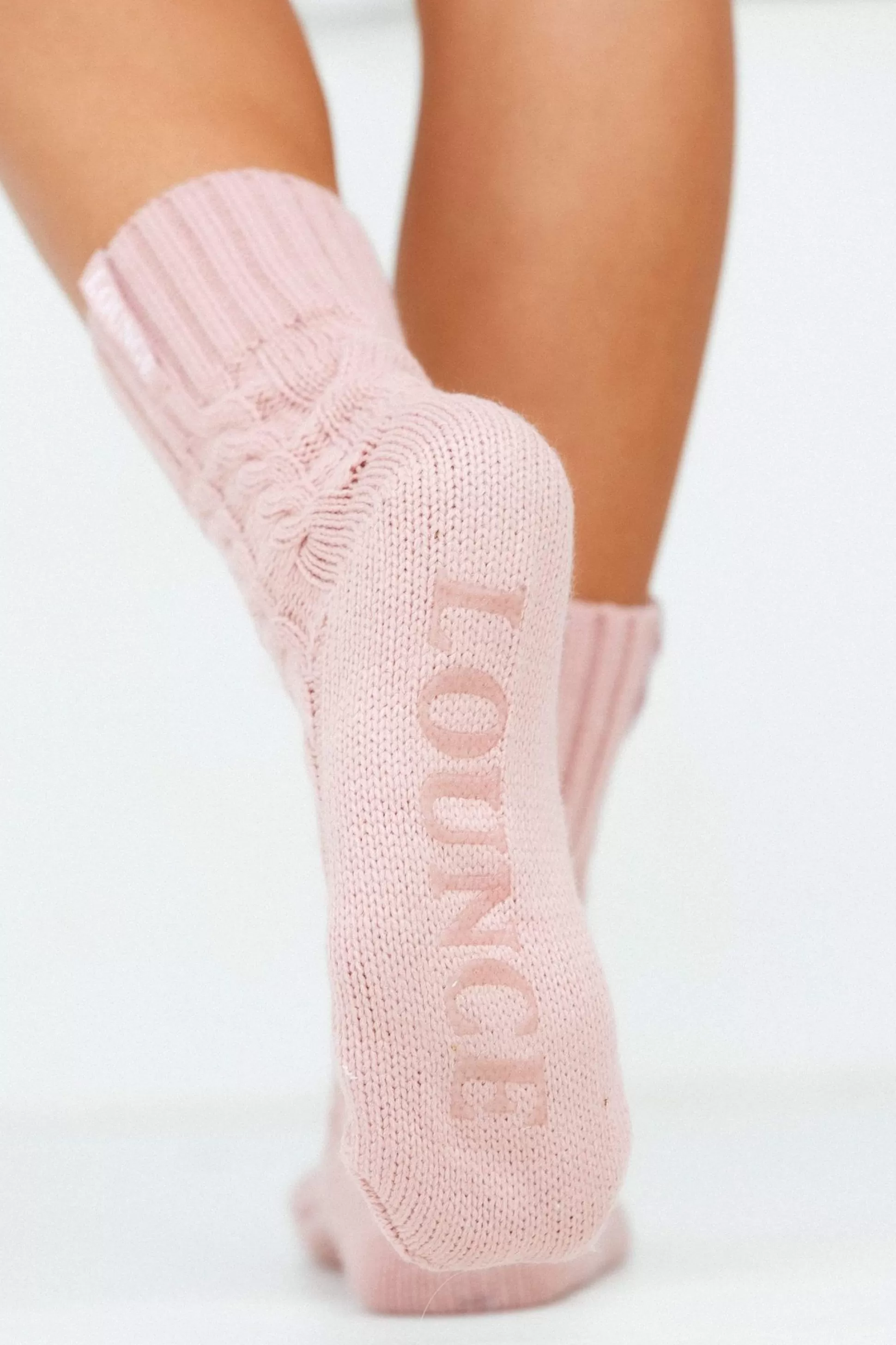 Discount Lounge Underwear Cosy Knitted Socks Pink