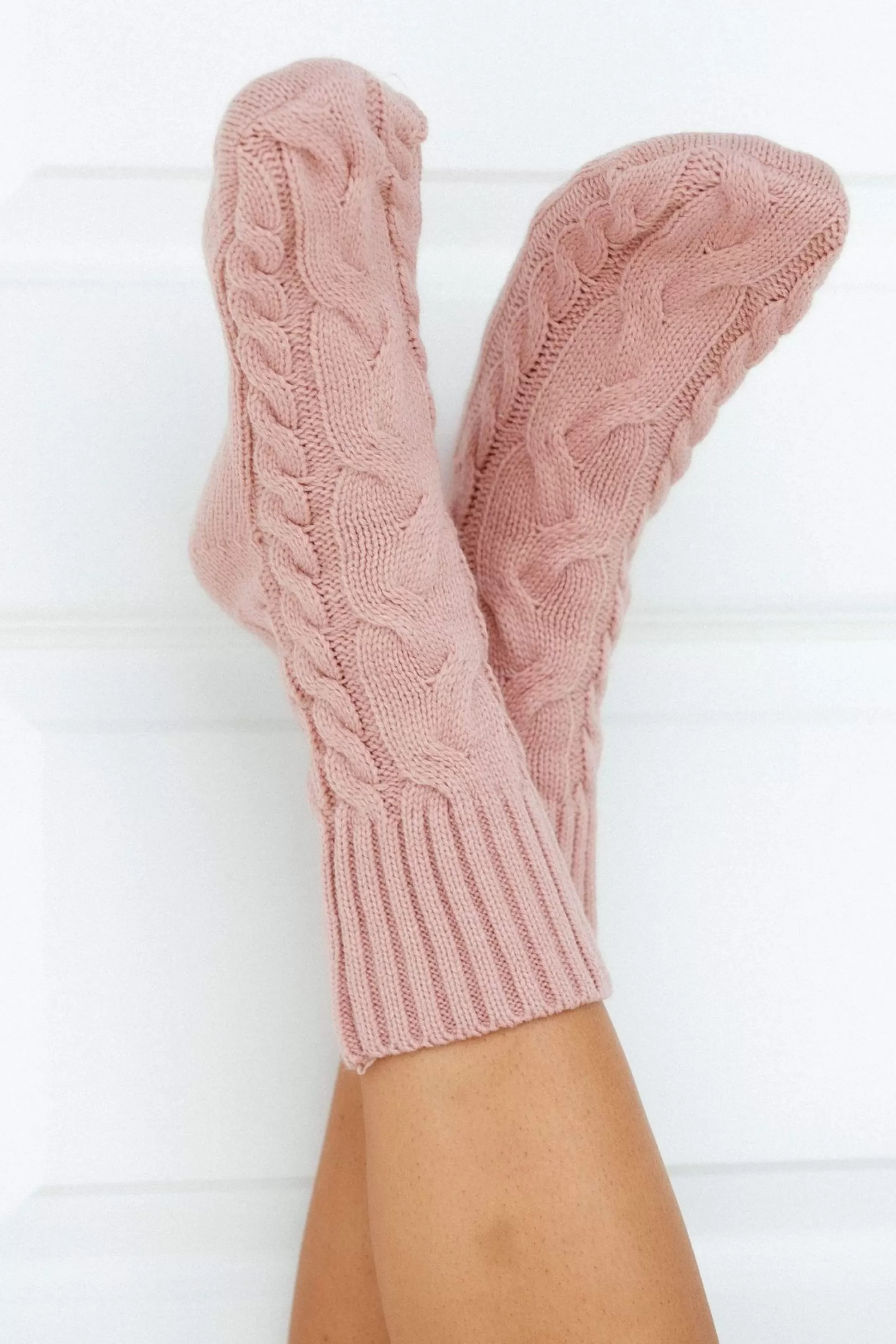 Discount Lounge Underwear Cosy Knitted Socks Pink