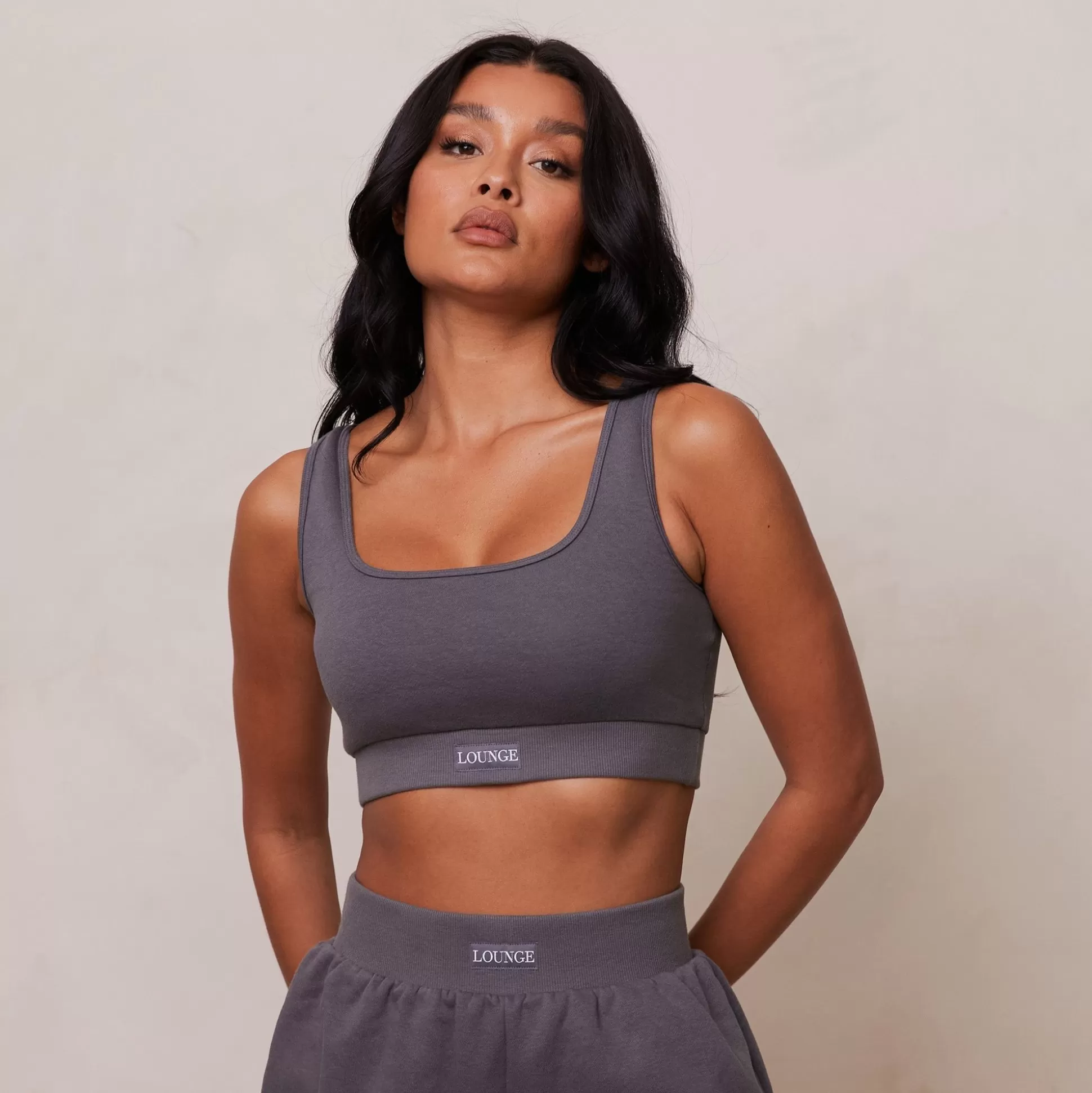 Cheap Lounge Underwear Essential Crop Top Charcoal