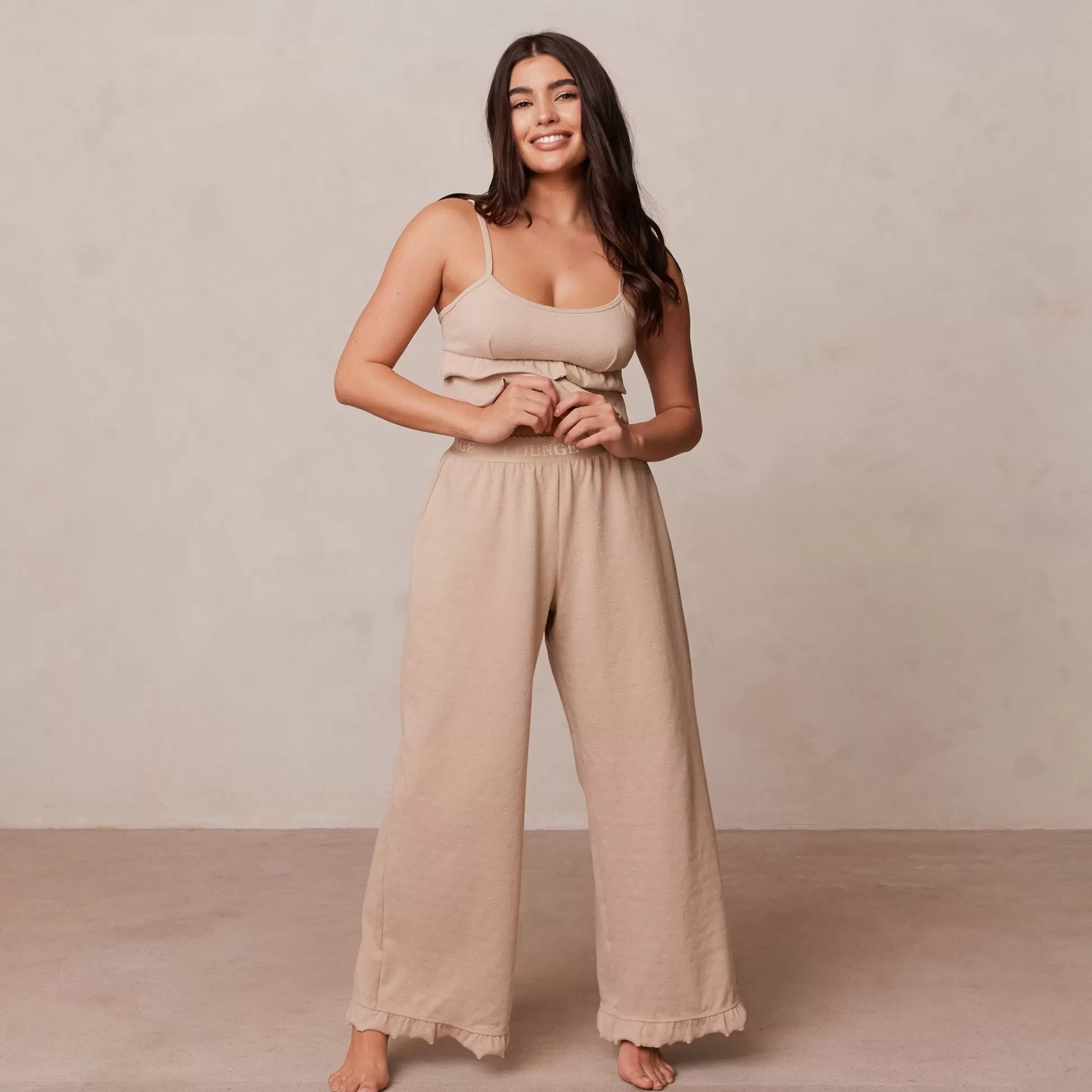 Cheap Lounge Underwear Frill Pyjama Trousers Mink