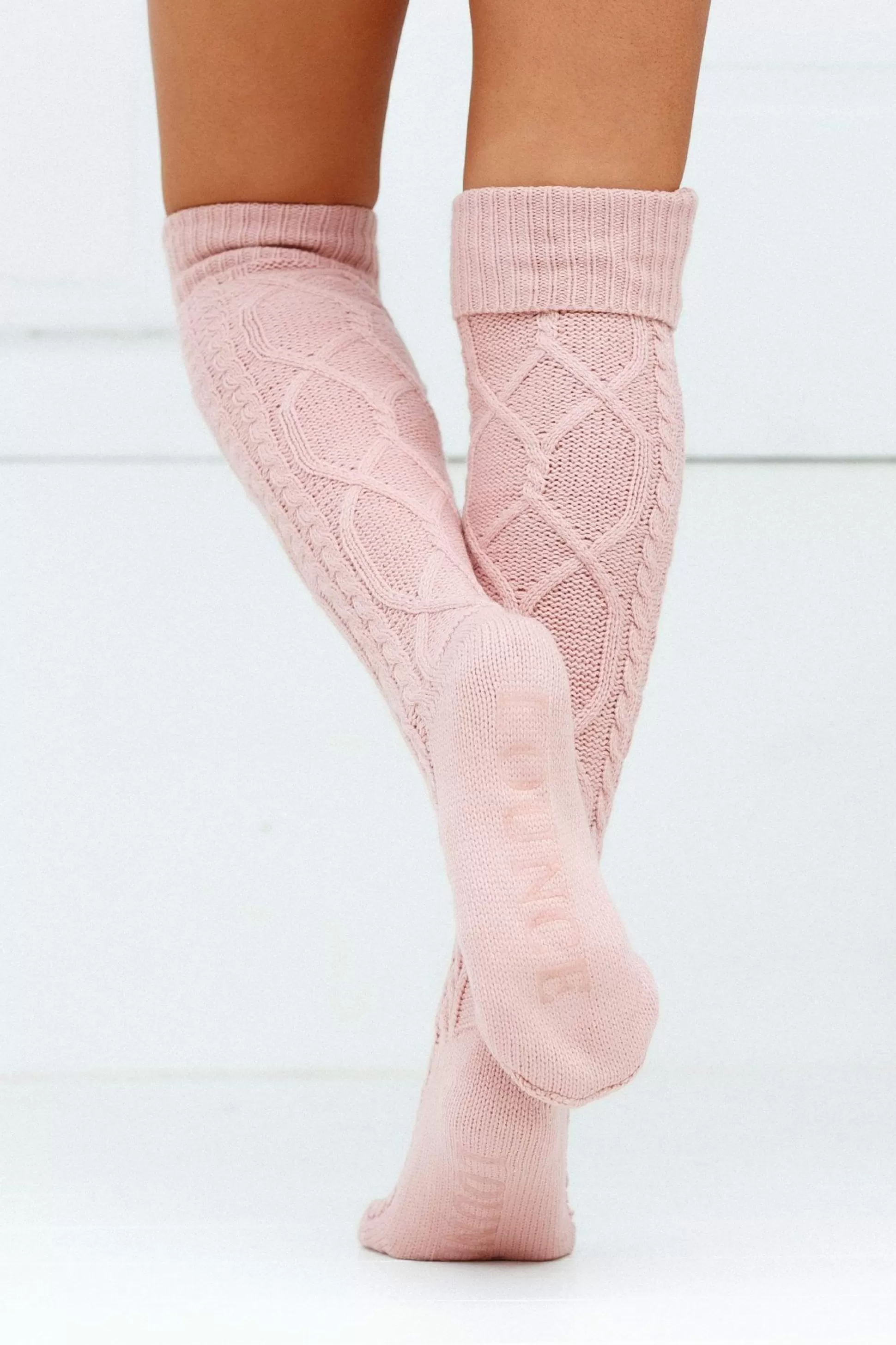 Discount Lounge Underwear Knee-High Cosy Knitted Socks Pink