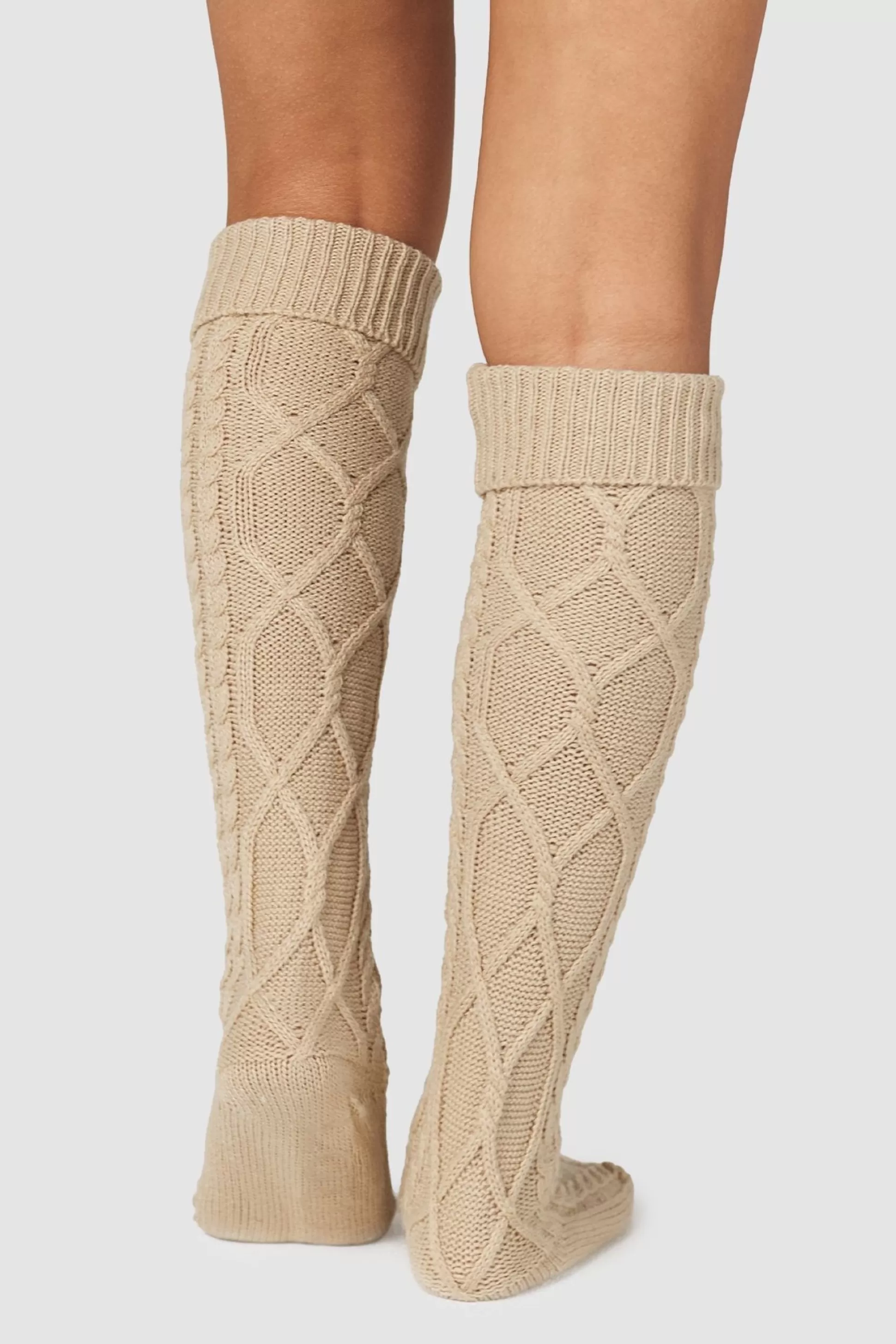 Online Lounge Underwear Knee-High Cosy Knitted Socks Mink