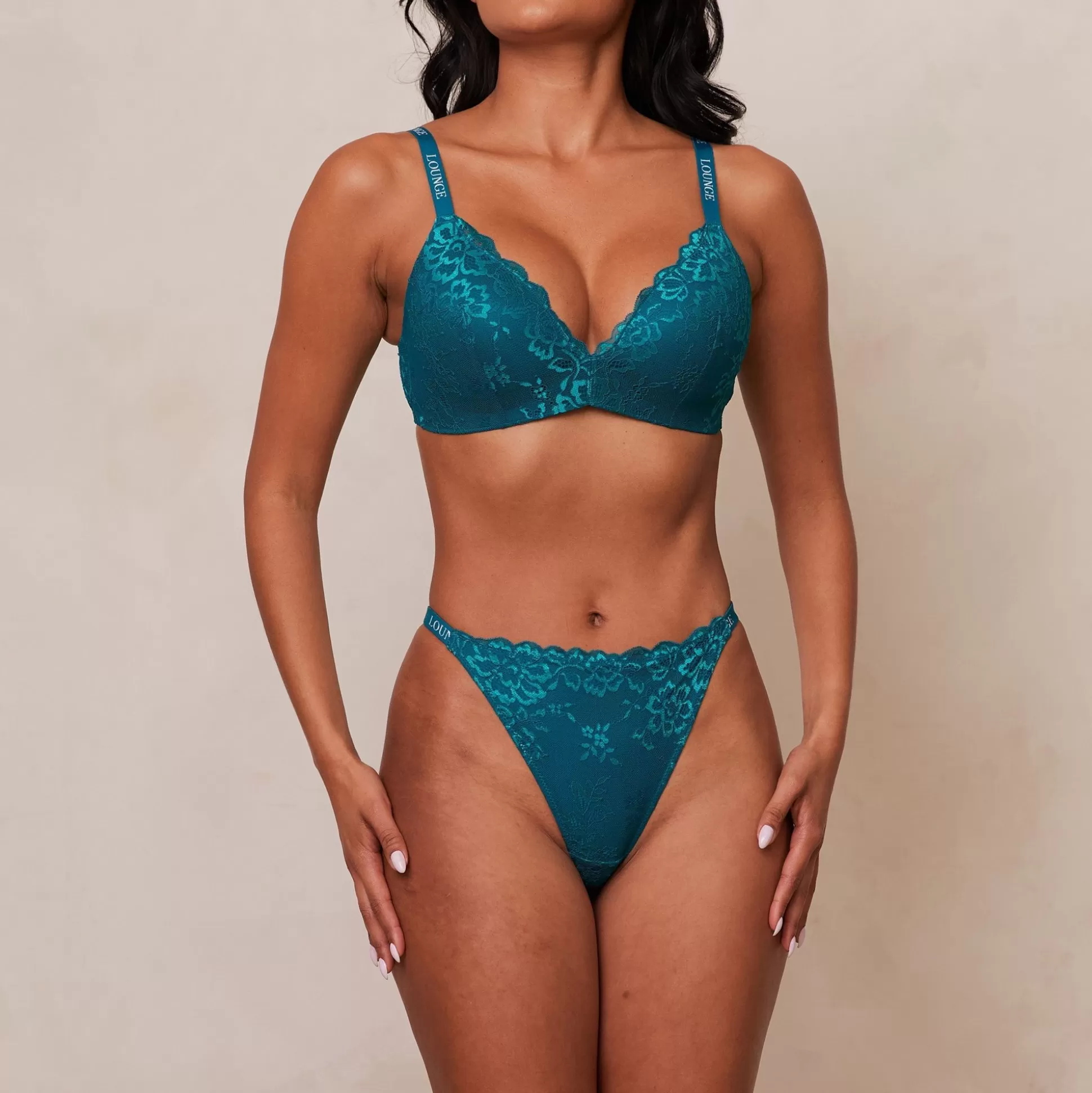 Discount Lounge Underwear Lace Magic Bra Turquoise