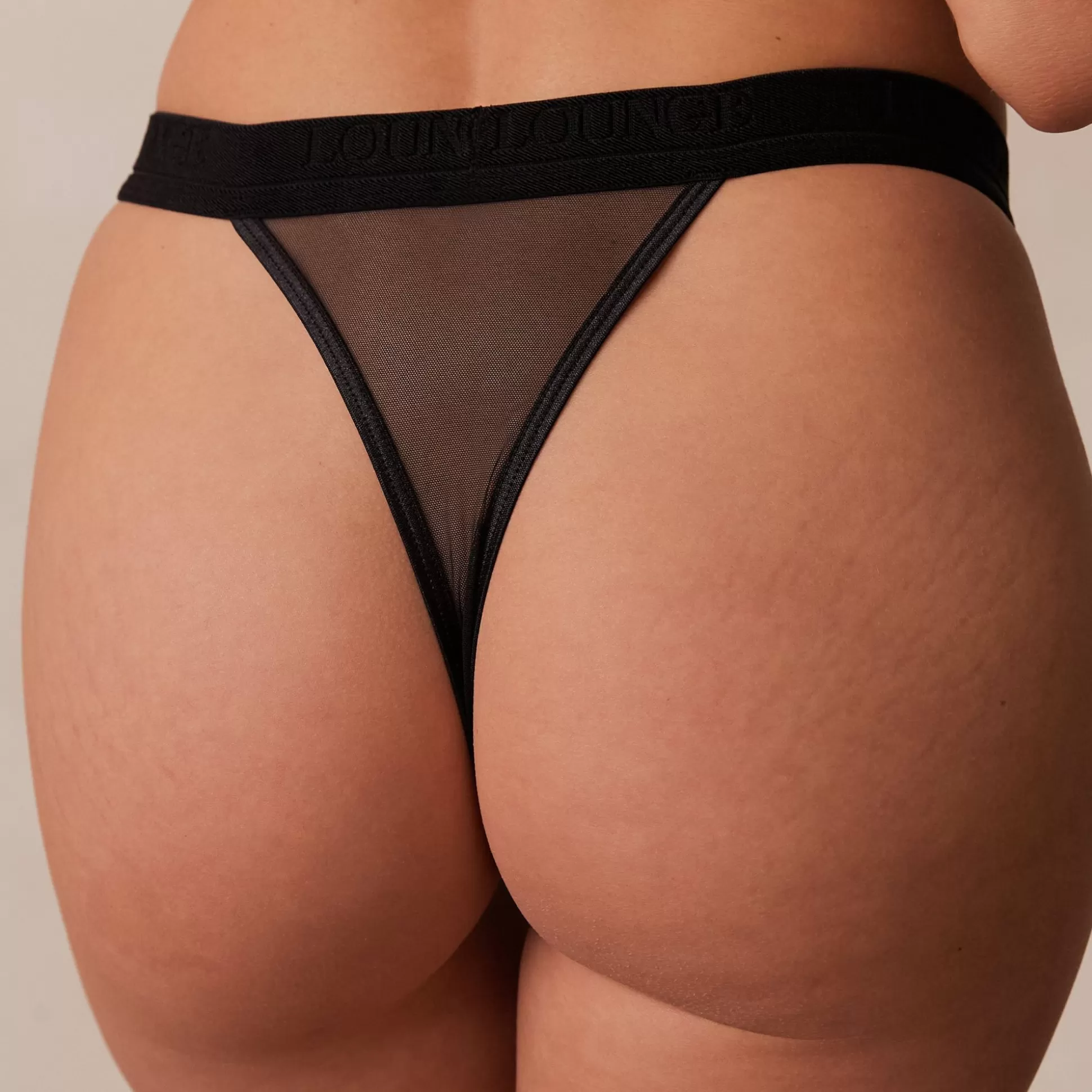 Cheap Lounge Underwear Mesh Thong Black