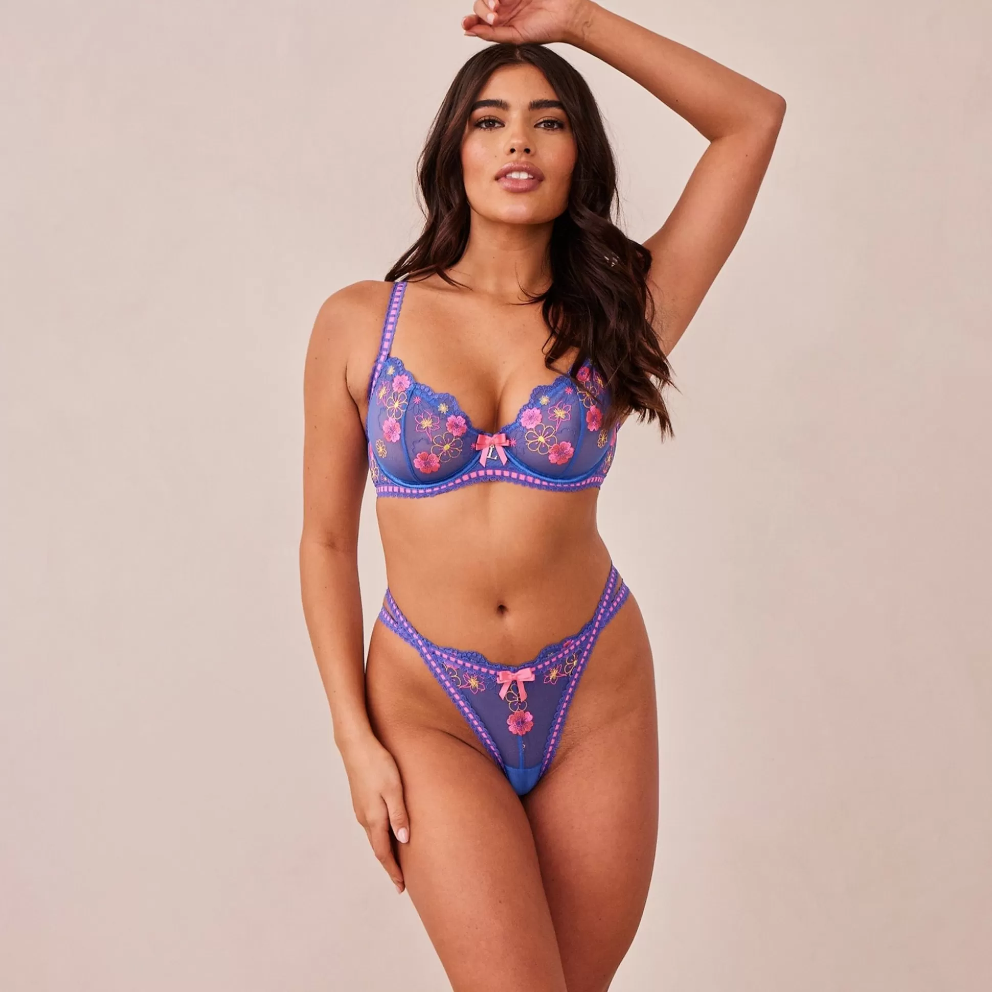 Best Lounge Underwear Neon Balcony Bra Blue