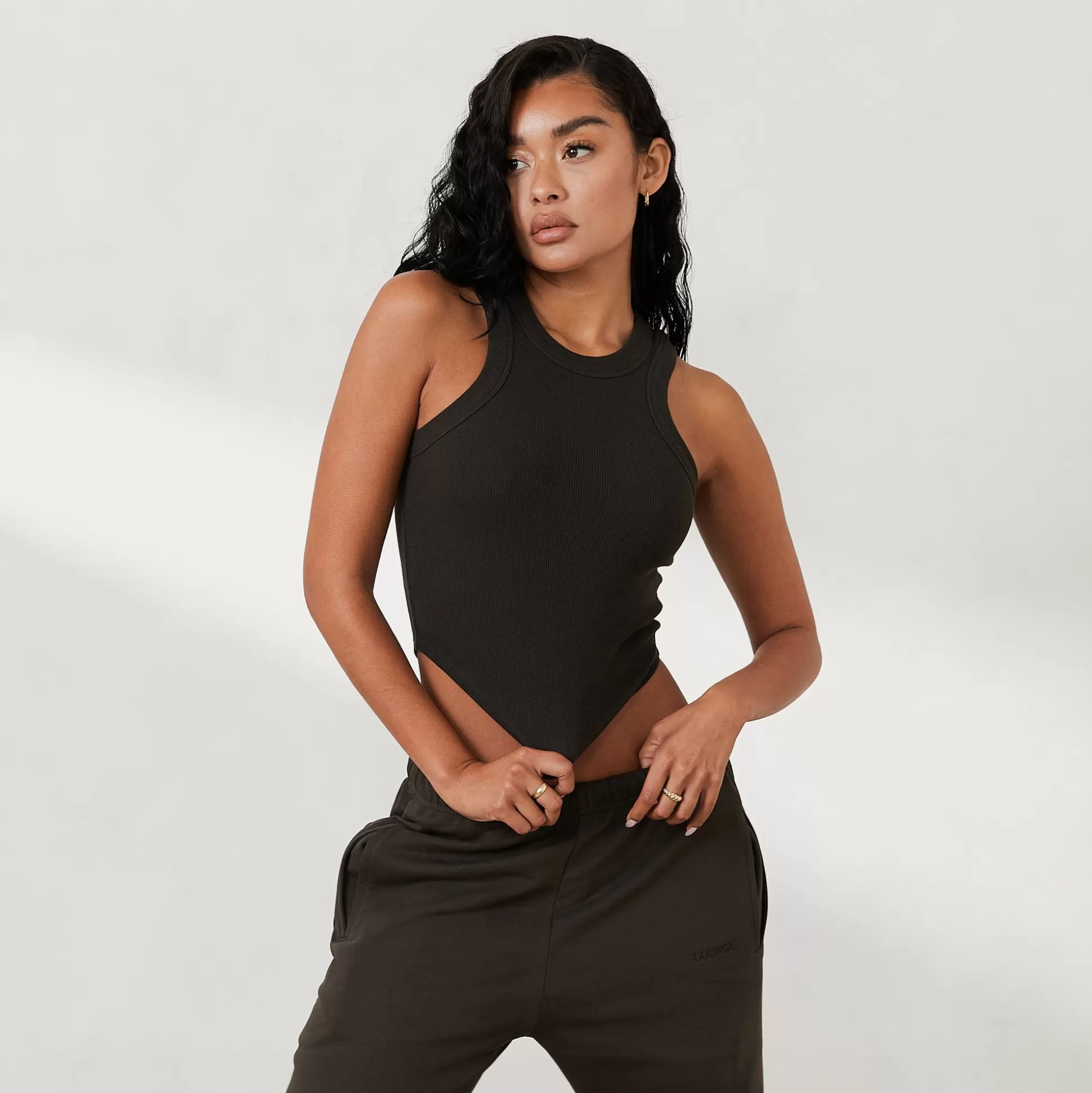 Discount Lounge Underwear Ribbed Racerback Top X Jess Hunt Washed Black