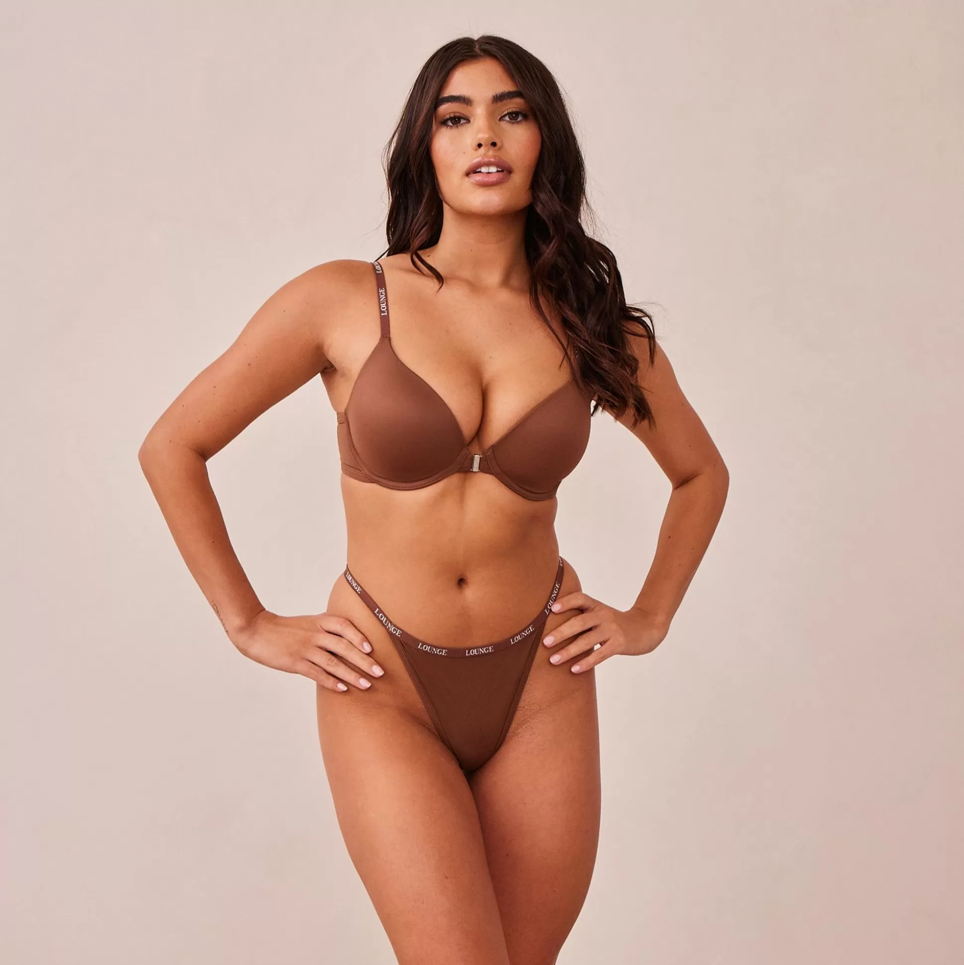 Clearance Lounge Underwear Smooth Front Fastening T-Shirt Bra Chestnut