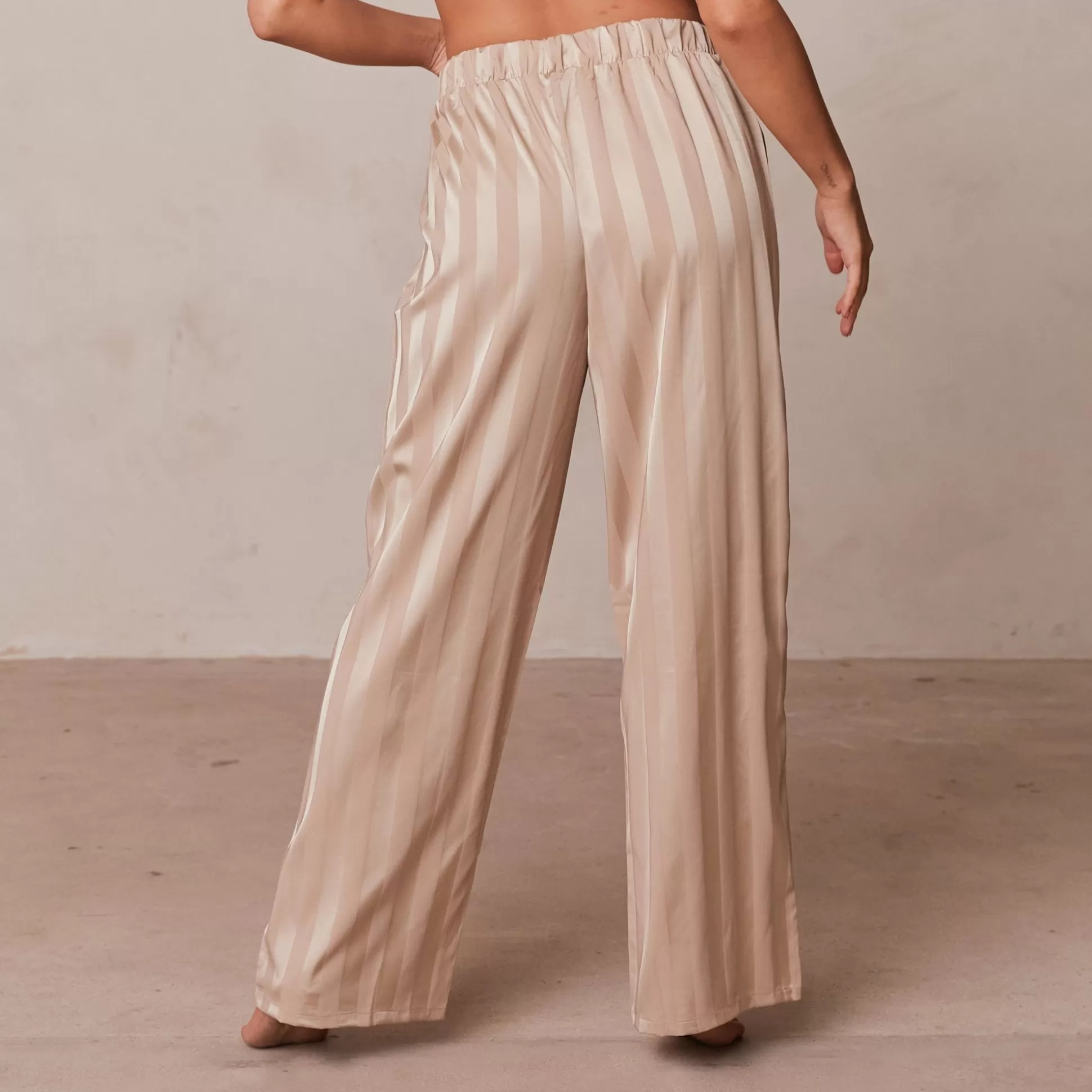 Clearance Lounge Underwear Striped Satin Pyjama Trousers Mink