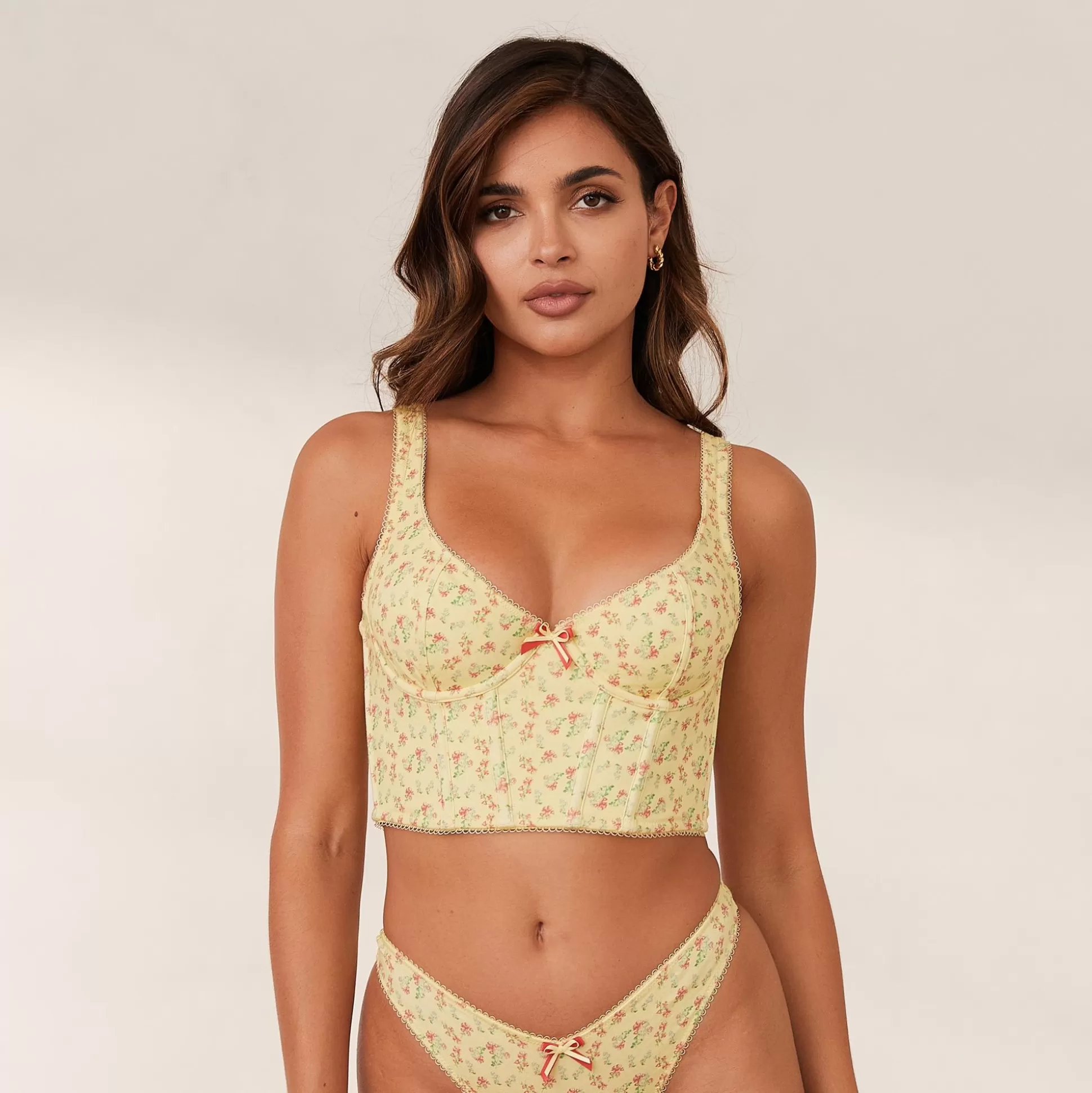 Cheap Lounge Underwear Sweet Longline Bra Lemon Floral